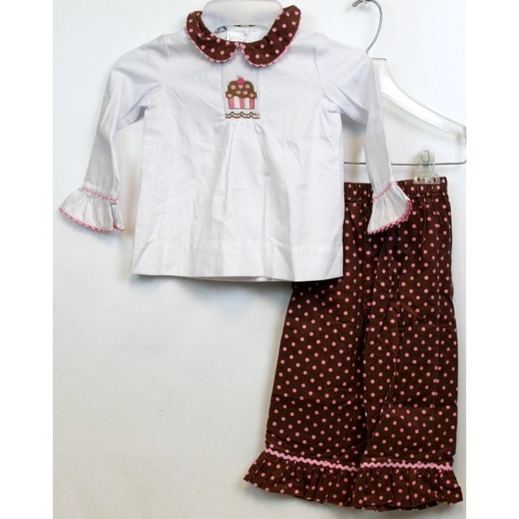 NWT Orient Expressed Girls Toddler Sz 3 Smocked Long Sleeve Birthday Cake Outfit - Picture 1 of 11